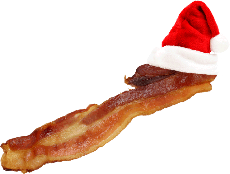 Bacon with Santa Hat