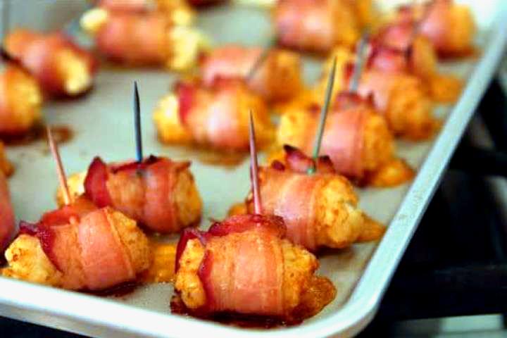 Bacon wrapped tater tots