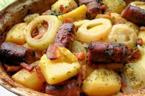 bacon sausage and potato hot pot